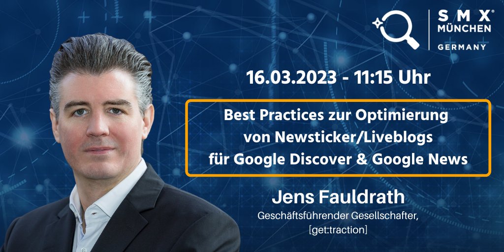 🔥get:traction bei der SMX München🔥

Unser Geschäftsführender Gesellschafter <a href="/termfrequenz/">termfrequenz 📯</a> gibt auf der SMX in München einen Einblick in unser Tun mit Verlagen sowie mit Medienunternehmen und präsentiert die🎉Best Practices im Umgang mit News-Tickern🎉