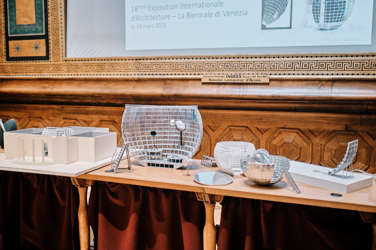 IFParis's tweet photo. [1/8] En ce moment aux @beauxartsparis la conférence de presse de présentation du "Ball Theater - la fête n'est pas finie", projet porté par le @studiomuoto pour le Pavillon français de @la_Biennale di Venezia à partir du 20 mai 2023. 
 
ℹ️Suivez notre live tweet https://t.co/sB96OtcXvd