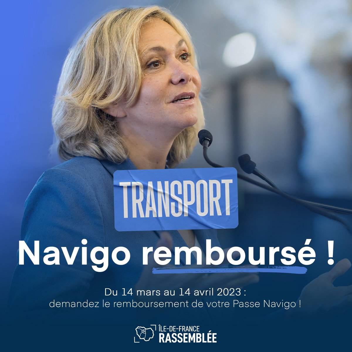 🤝 Chose promise, chose due.

✅ Grâce à <a href="/vpecresse/">Valérie Pécresse</a>, dès aujourd’hui et pour un mois : le remboursement #Navigo est ouvert !

Pour le dédommagement c’est ici ➡️ iledefrance-mobilites.fr/dedommagement

Nous continuous à œuvrer pour des transports de qualité et un service respecté ! 🚀