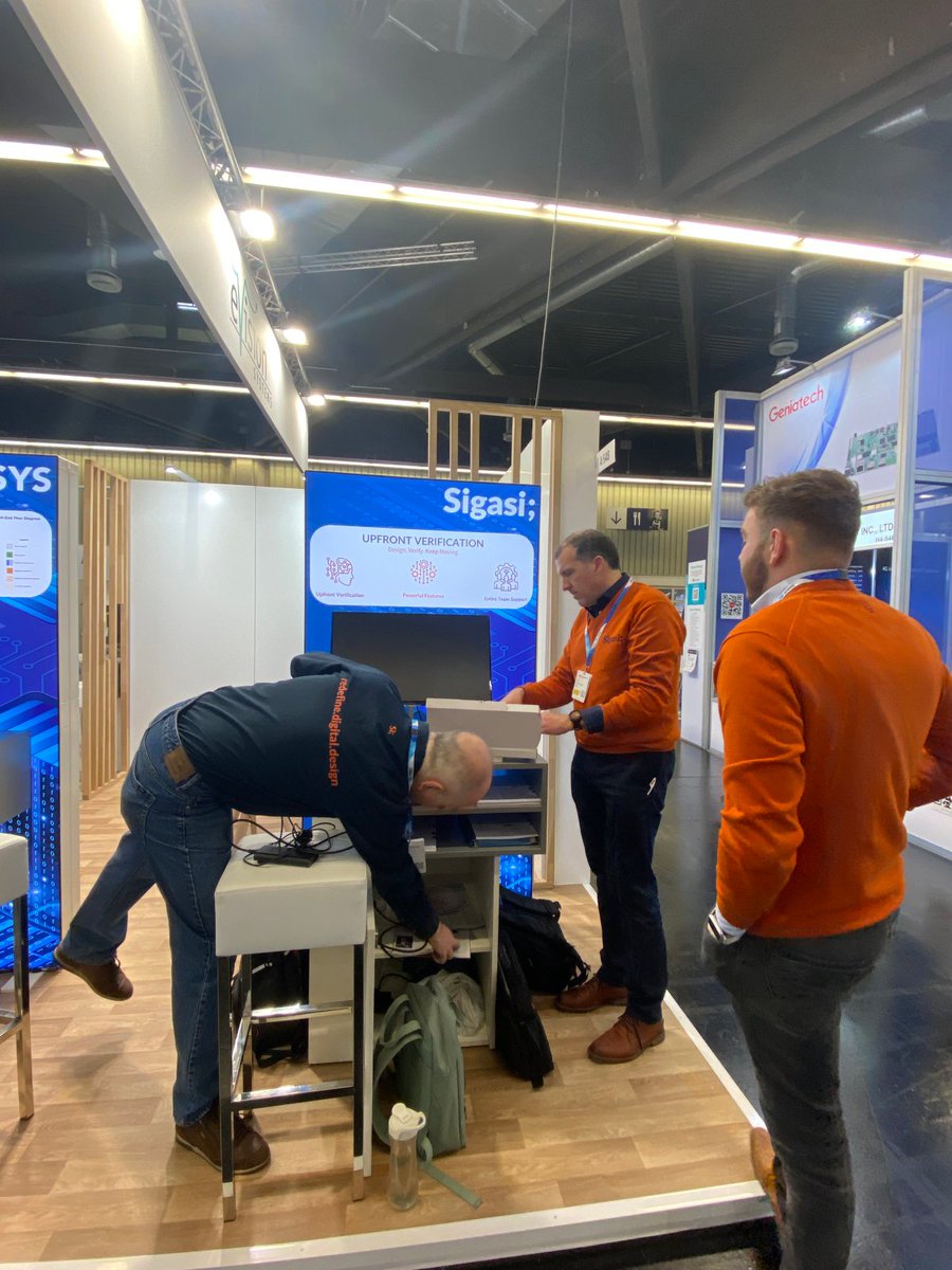Sigasi's tweet image. We&apos;re here! Putting the final touches on our demo stand at the @eVisionSystems booth and looking forward to a great #EmbeddedWorld2023. Are you here? Stop by booth 4-548 and say hi! 👋