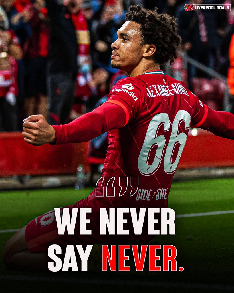Livin_Liverpool's tweet photo. 🗣️ Trent: “We're not going there thinking it's already done and we're out. We still believe. 

“We know it is going to be very difficult but we're capable of scoring goals in games and we're going to have to have a near perfect game to go through but we never say never.

“It's similar to the Barcelona game where we kind of go over there with nothing to lose. W e don't feel any pressure.”