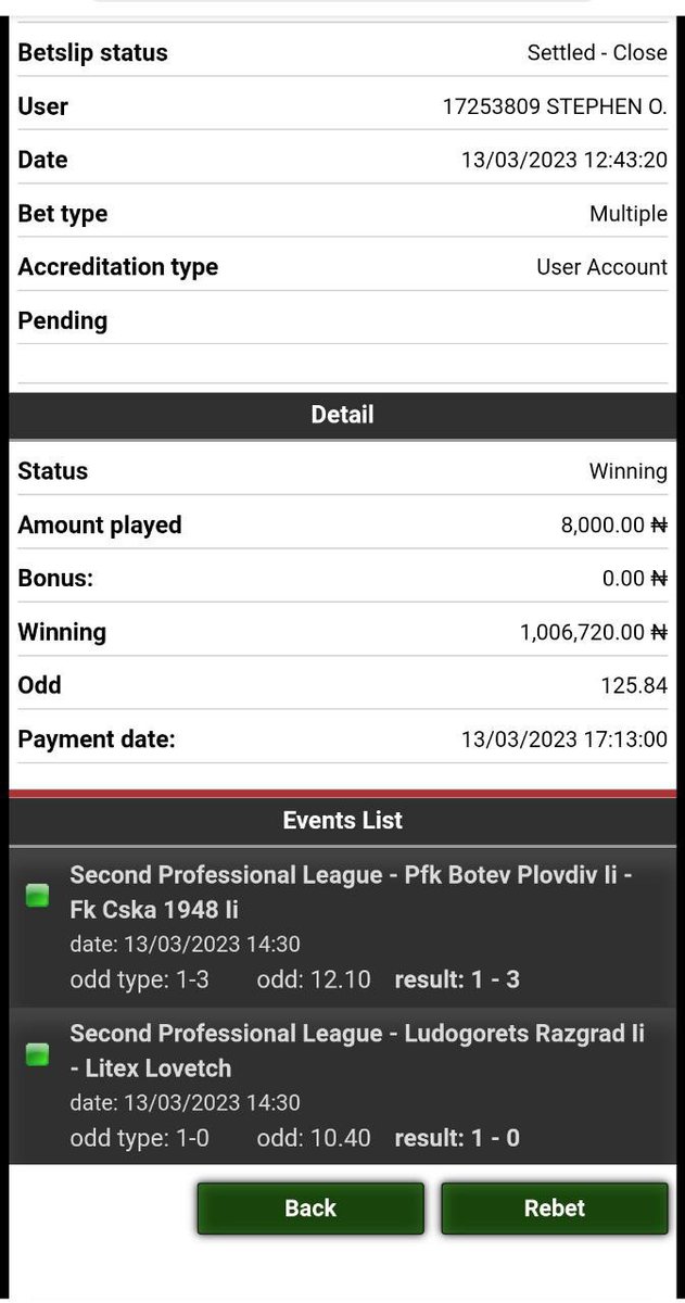 Thank you so much <a href="/williamsodds_1/">MR WILLIAMS 100% FIXED MATCHES</a>  for this yesterday vip winning I really appreciate it, you have totally transformed my life financially I assure you I will always be loyal to you sir for changing my life.