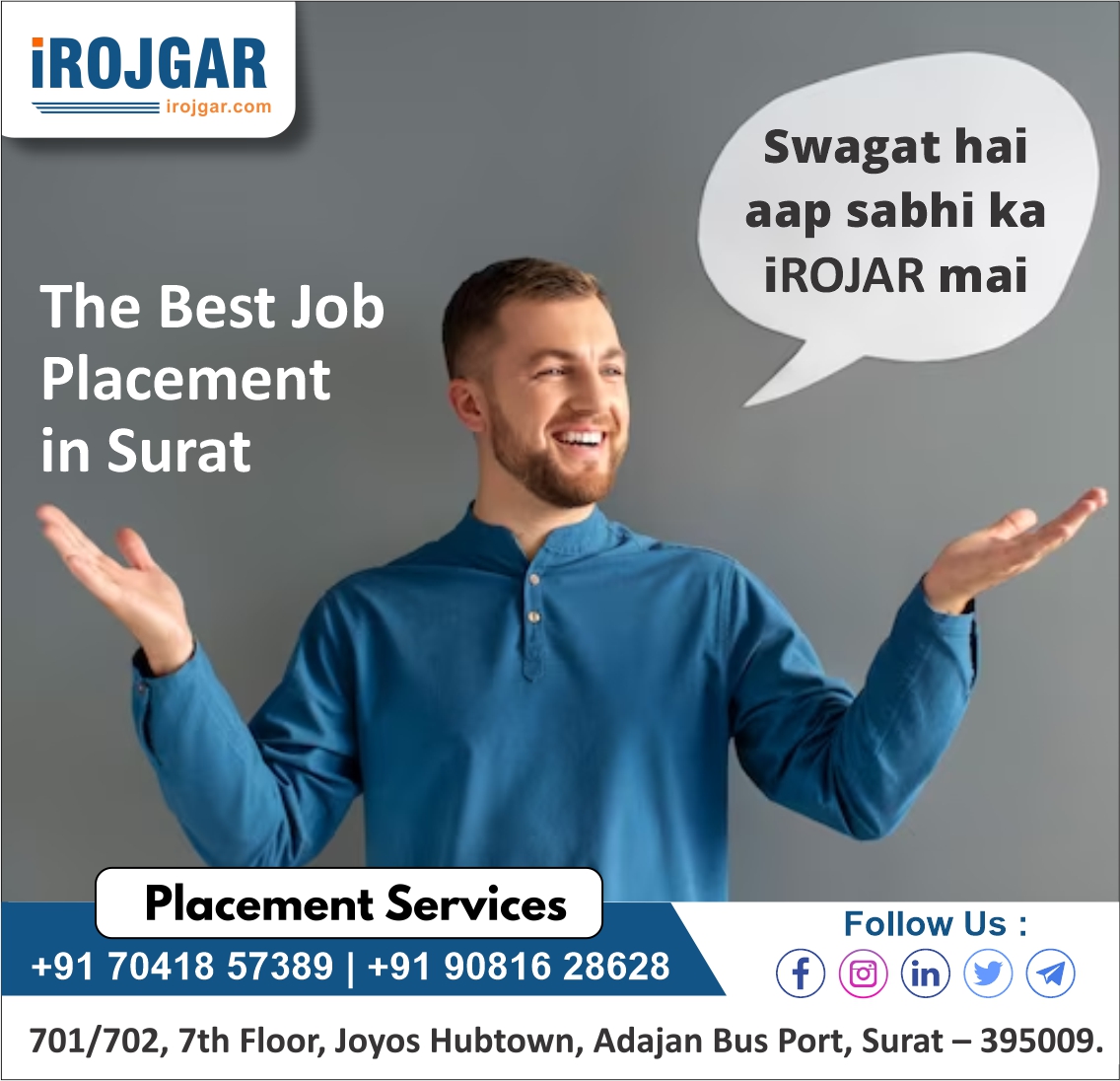 irojgar's tweet photo. JOB CONSULTANCY

For More Information Contact Us:-
https://t.co/z92YfveQI4

Mobile No. :- (1) 77 79 01 01 01 (2) 90 81 62 86 28

Address :- 701/702, 7th floor, Joyos Hubtown, Adajan Bus Port, Surat. 395009.
#IROJGAR #IROJGARSURAT #jobinterview #privatejob #surtie https://t.co/F4DHOa7KDg