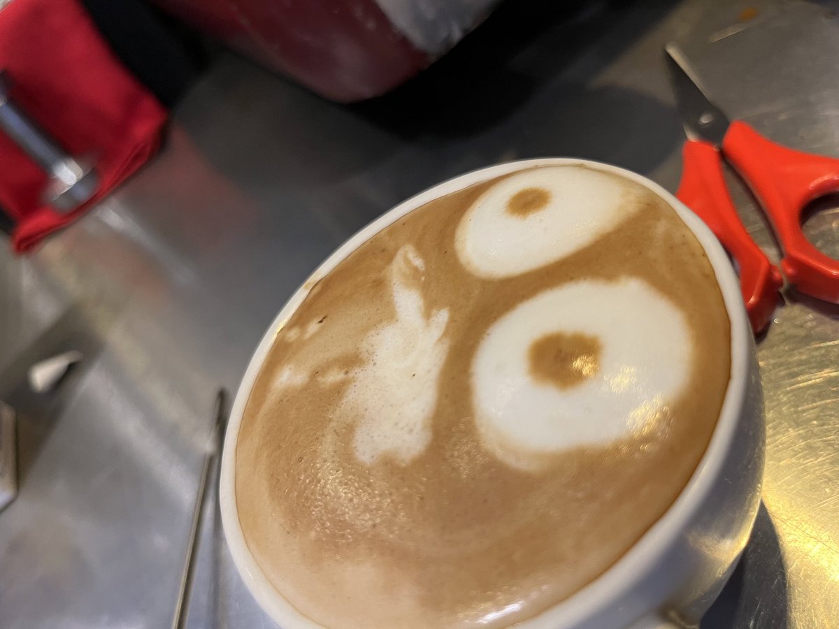 BaristaFae's tweet photo. So this t*ts cappuccino I made for my co-worker who is very annoying he asked for coffee and I got him this lol later he showed to our supervisor and he said to me “can’t deny the talent and focus I’ve given while making this”🥲😂 #Barista #coffeebreak #Coffee #funniesttweets https://t.co/fDXLBStjXg