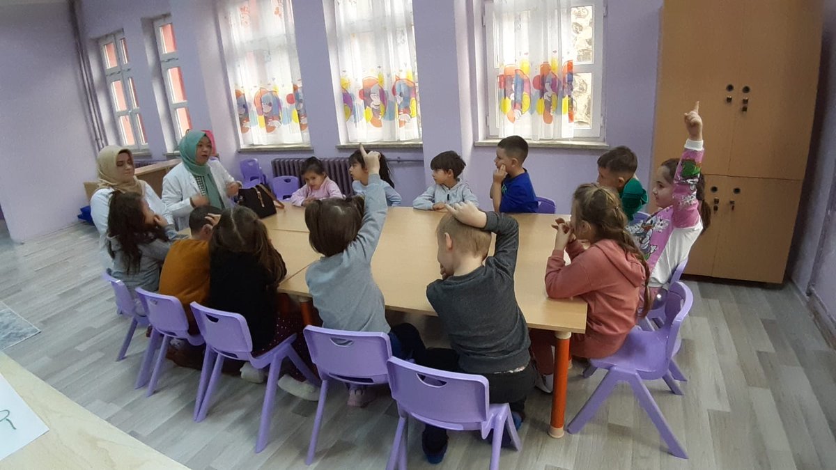 Fsmtilkokul's tweet photo. Okulumuz ana sınıfı öğrencilerine, Çarşıbaşı Toplum Sağlığı Merkezi personeli tarafından "Ağız ve diş sağlığı" ile "Obezitenin önlenmesi ve beslenme "eğitimleri verilmiştir. https://t.co/ShcTh3L9dH