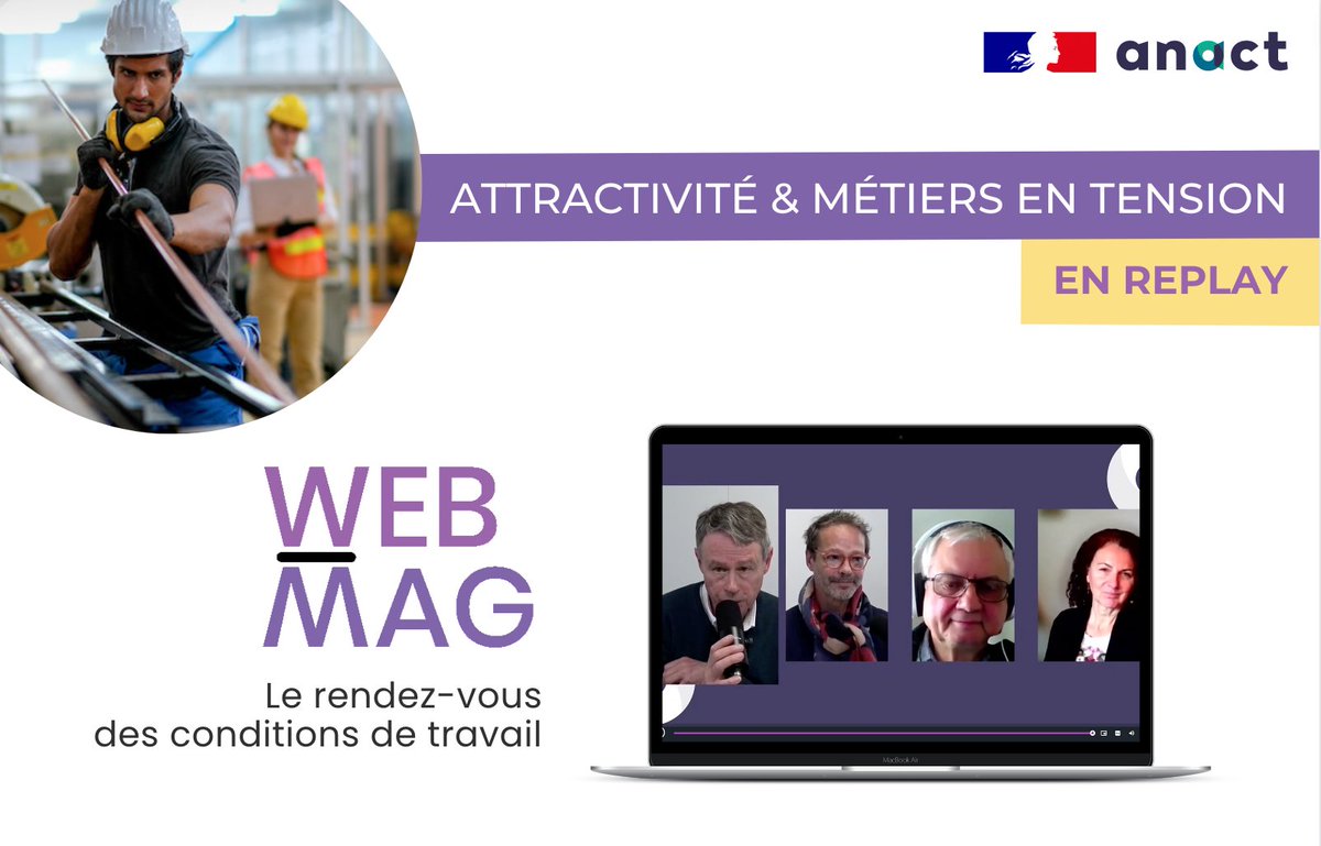 Anact_'s tweet image. Difficultés de recrutement : une question de sens au travail ? Vous êtes plus de 1300 à vous être inscrits au Webmag !
↪️ Besoin de mieux comprendre le rôle des conditions de travail sur l’attractivité des métiers ?
↪️ Revoir le débat : vu.fr/miSV 
#travail #webmag