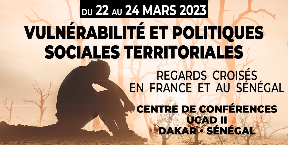 Du 22 au 24 mars à @UCAD_Senegal , se tient le colloque 'Vulnérabilité et politiques sociales territoriales, regards croisés (...)' organisé par @umi_source, @Labo_Printemps @UVSQ_Research @MshParisSaclay Univ Ziguinchor et G. Berger Infos, programme➡️umi-source.uvsq.fr/colloque-inter…