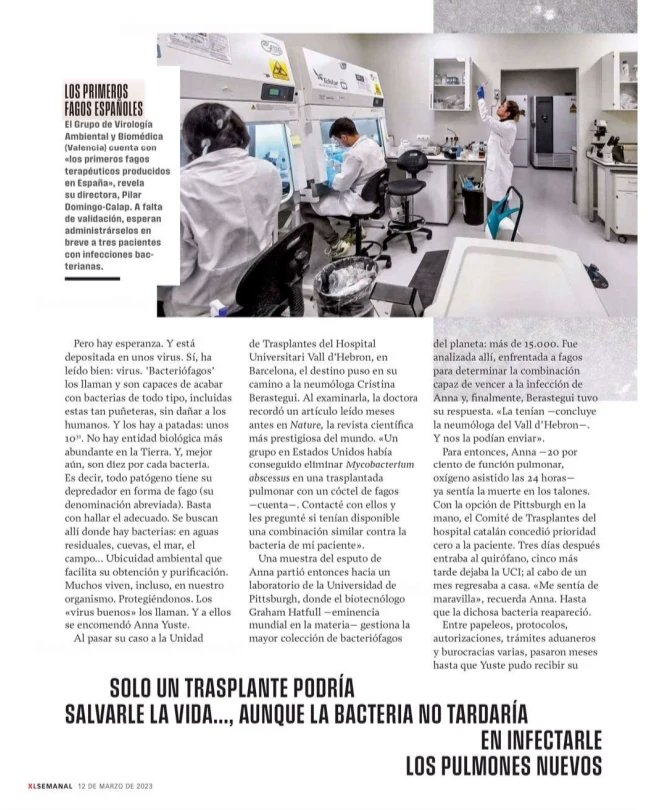 AdoptaUnFago's tweet photo. En el laboratorio de la Dra @pilardomingoc se investigan fagos para superbacterias como el Mycobacterium abscessus y ya cuentan con una biblioteca de fagos para esta bacteria y trabajan junto a @FEFQ_CFspain para conseguir que la Fagoterapia no sólo sea una terapia compasiva. https://t.co/uwSIDJsxZG