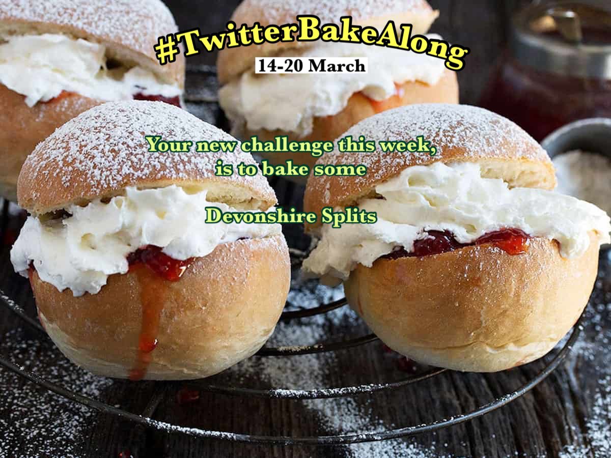 Rob_C_Allen's tweet photo. Your #TwitterBakeAlong challenge, should you wish to accept it this week, is to bake a batch of #DevonshireSplits, perfect for a cream tea ☕️ https://t.co/KvnZ6wPtCX