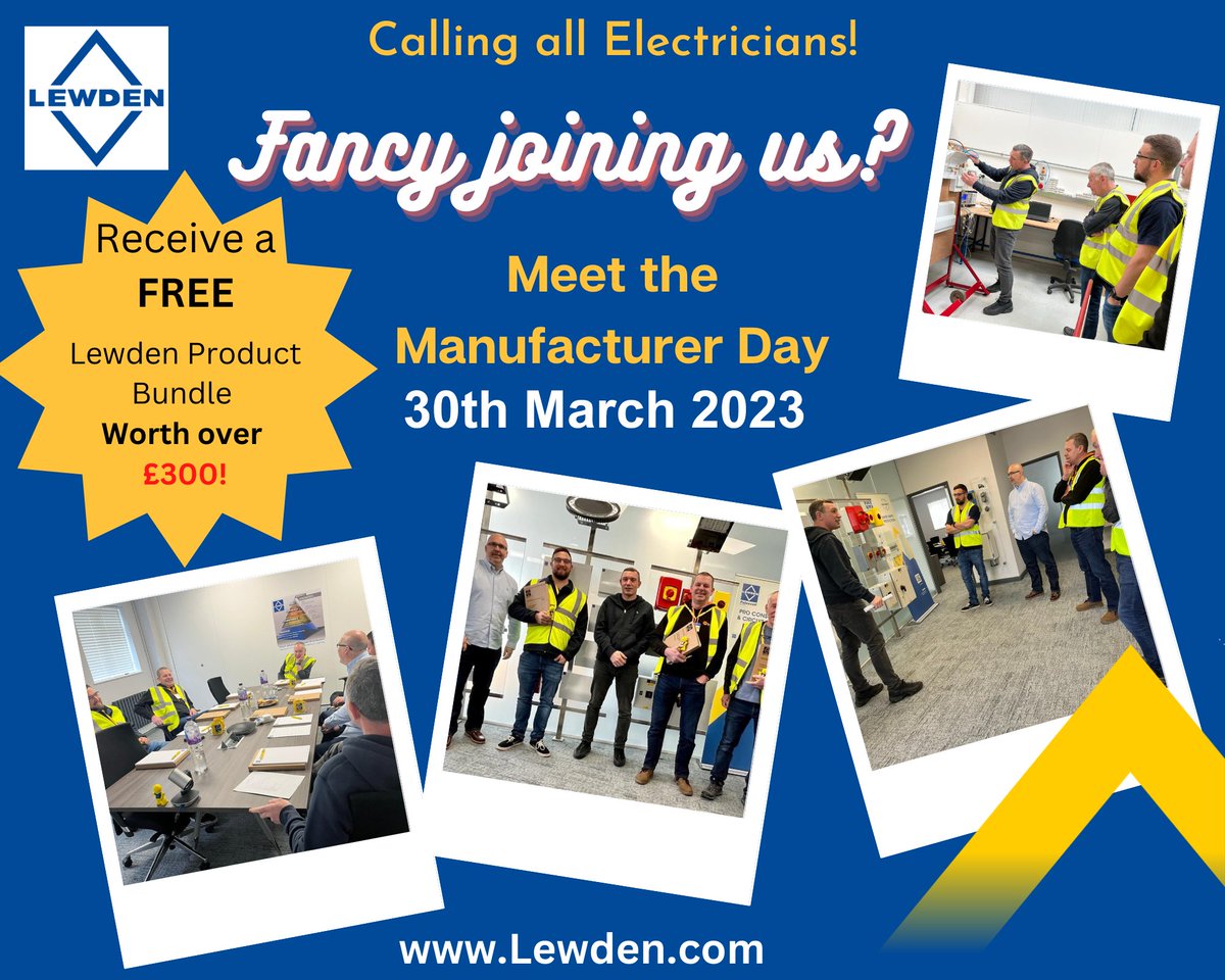 Calling all electricians!

You can join us on a Exclusive meet the manufacturer day on the 30th March in Braintree, Essex. 

A deep dive into Lewden products and an exclusive opportunity to ask our Technical Manager any questions you have! 

Sign Up Here: forms.gle/6RyHm6ypeCCXXx…