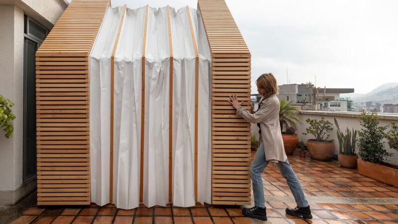 Now Trending: Accordion-Style Cabin Designs - The 'IWI' Cabin Expands and Contracts with Ease trendhunter.com/trends/iwi-cab… #ArtDesign