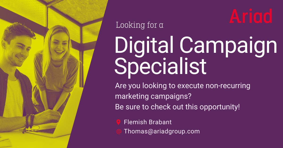 Ariad (@meetariad) on Twitter photo 📢 New opportunity coming for you!
Our client, a well-known company in the retail sector is looking for a Digital Campaign Specialist.
📍Flemish Brabant
Contact <a href="/Thomas/">Thomas Marban</a> or click the link below to move ahead
ariadgroup.com/en/careers/dig… 📢 New opportunity coming for you!
Our client, a well-known company in the retail sector is looking for a Digital Campaign Specialist.
📍Flemish Brabant
Contact <a href="/Thomas/">Thomas Marban</a> or click the link below to move ahead
ariadgroup.com/en/careers/dig…