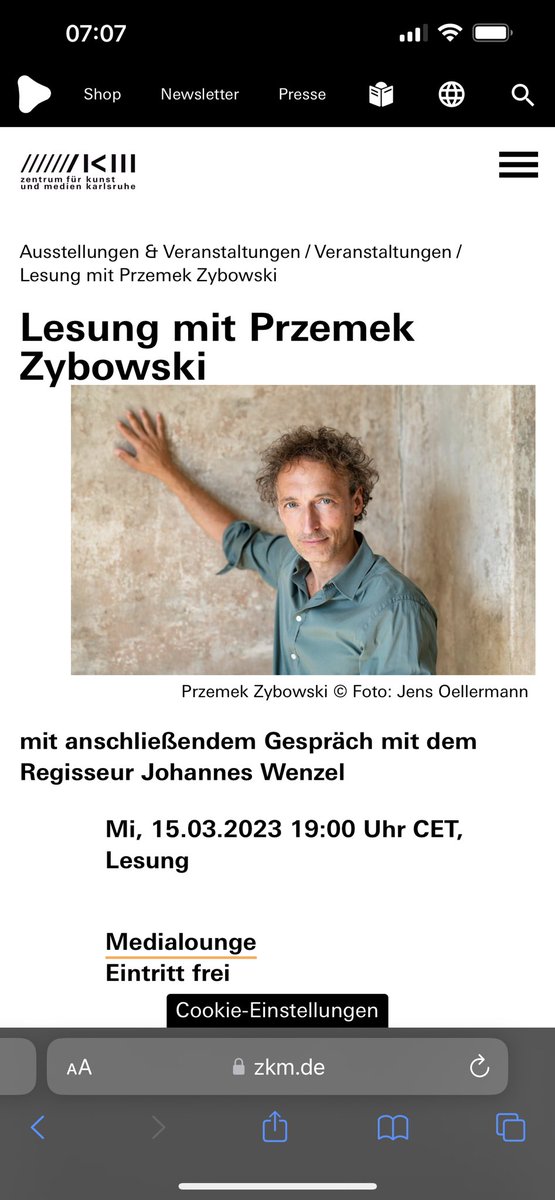PZybowski's tweet photo. Morgen #Lesung #Karlsruhe #ZKM https://t.co/swEOX5g1Bv