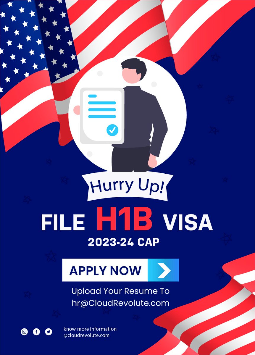 Are you looking for an employer to file H1-B?
Dear H-1B Applicants,
GRAB THE OPPORTUNITY AS SOON AS POSSIBLE.
#h1bsponsorship #h1bvisa #sponsorship #h1blottery #opt #cpt #itcareers #masterstudent #cpt #recentgraduates #2022hiring #project #hiring