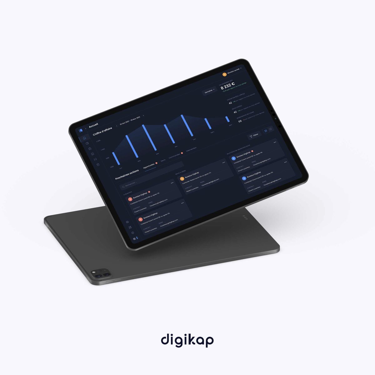 digikap's tweet photo. 🔔 [Nos réalisations et projets]

📣 Développement d'un outil combinant ERP et CRM allant de l'identification d'un prospect jusqu'au suivi client en passant par la gestion des ressources à allouer et la facturation.

#digital #ERP #CRM #innovation #uiux #projets https://t.co/uVjGbnEcvq