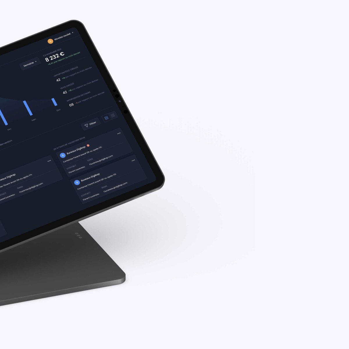 digikap's tweet photo. 🔔 [Nos réalisations et projets]

📣 Développement d'un outil combinant ERP et CRM allant de l'identification d'un prospect jusqu'au suivi client en passant par la gestion des ressources à allouer et la facturation.

#digital #ERP #CRM #innovation #uiux #projets https://t.co/uVjGbnEcvq