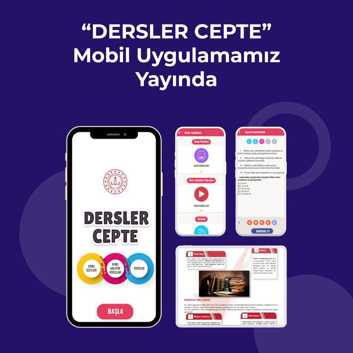 Lisedeki gençlerimizin derslerde öğrendiklerini pekiştirmeleri, konu eksiklerini gidermeleri amacıyla "Dersler Cepte" adında bir mobil uygulama geliştirdik. 

Öğrencilerimizi çok yönlü desteklemeye devam edeceğiz.

meb.ai/UJoVEqF
