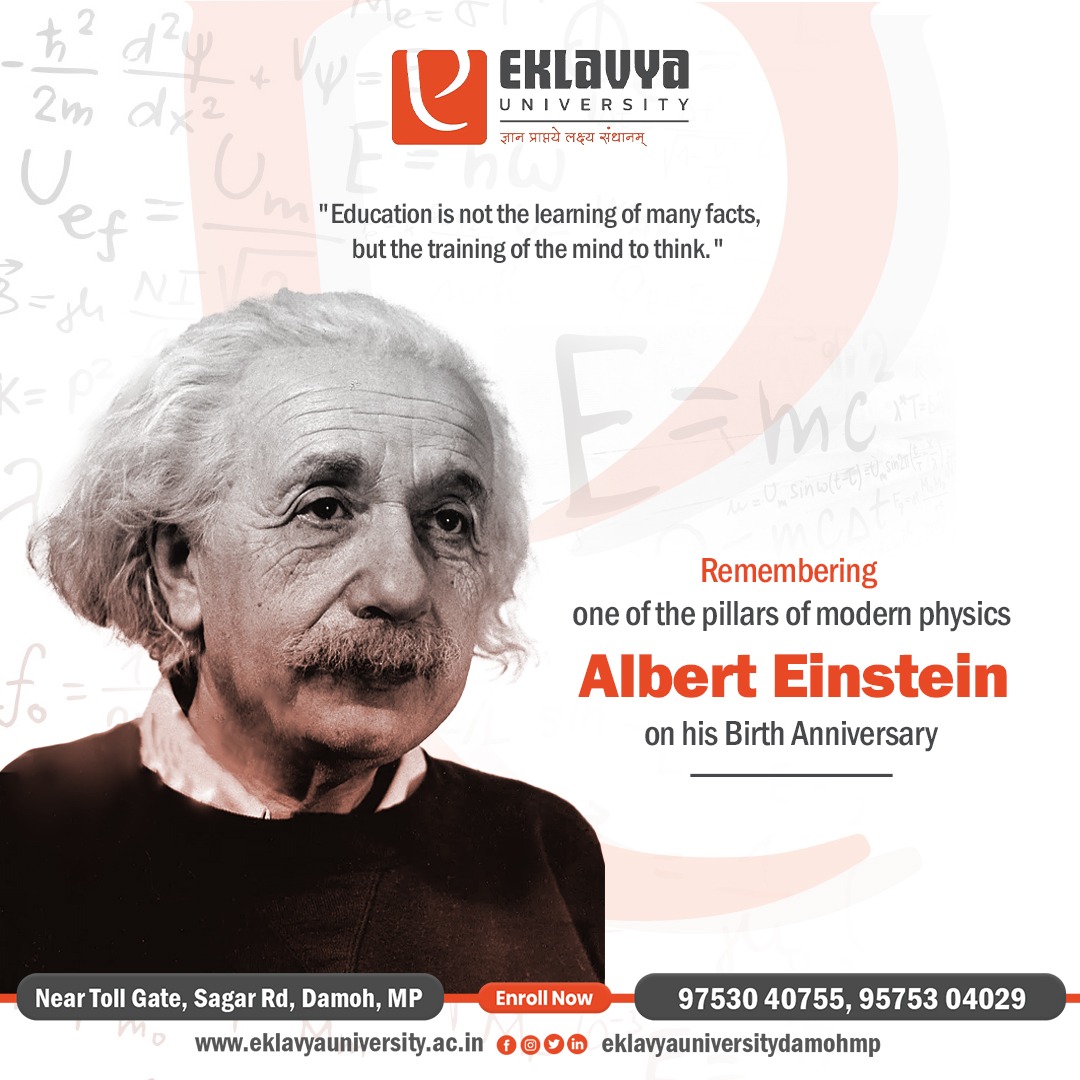 'Happy Birthday to the brilliant mind who revolutionized our understanding of the universe! On this day, we celebrate the birth anniversary of the one and only Albert Einstein, whose theories continue to inspire and shape our world.' 

#eklavya
#AlbertEinstein #GeniusMind