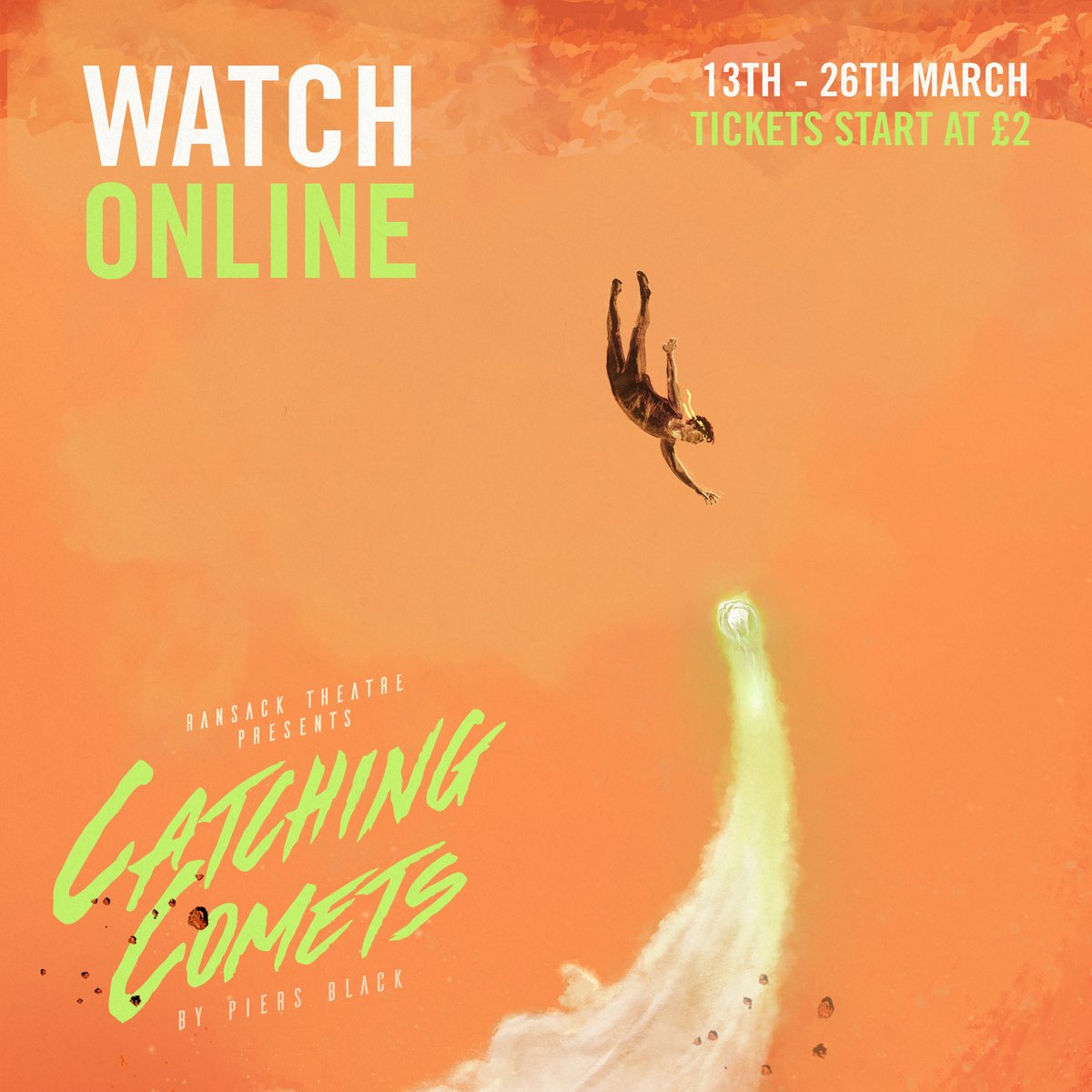 For a limited time only, we're making Catching Comets accessible to watch online! Ticket link in our bio.

This is a collaboration with #LIVR, filmed in 360 degrees during EdFringe 2019. 

“Exhilarating, heart-warming &amp; honest – one not to be missed!" ★★★★★ - Voice Magazine