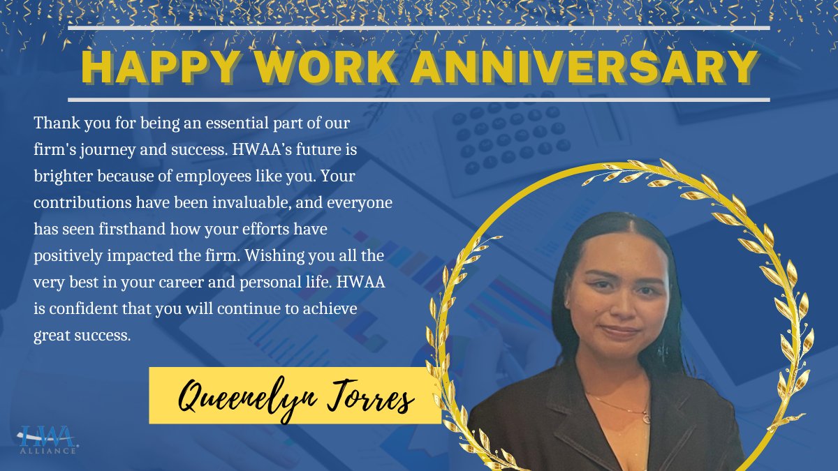 thewrightcpa's tweet photo. Happy Work Anniversary, Queenelyn Torres! https://t.co/5qOTCefAFG