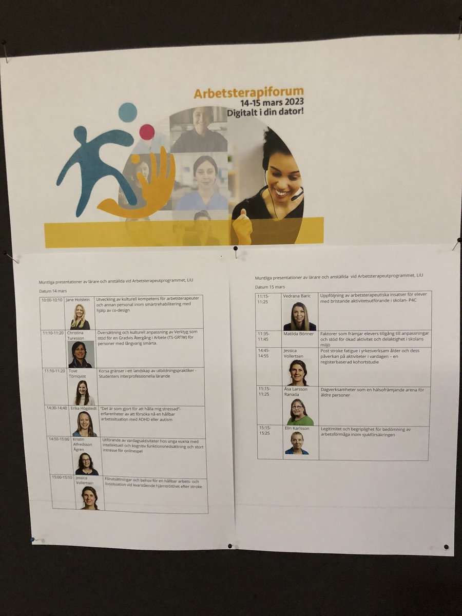 LiU_OTresearch's tweet photo. Many of our researchers are presenting at the national conference of #OccupationalTherapy in Sweden #arbetsterapiforum2023 today and tomorrow @arbetsterapi @liu_universitet https://t.co/AXClZR0fsy