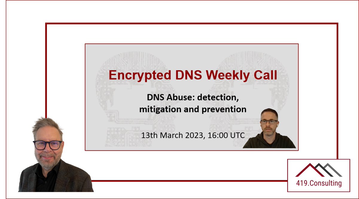 Catch the replay of a presentation by @pgl, DNS Abuse Ambassador for @FIRSTdotOrg (the Forum of Incident Responders and Security Teams) on the detection, mitigation and prevention of DNS Abuse.

419.consulting/encrypted-dns/…

#DNS #DNSAbuse #IETF116 #RIPE86 #ICANN76 #DNS4EU