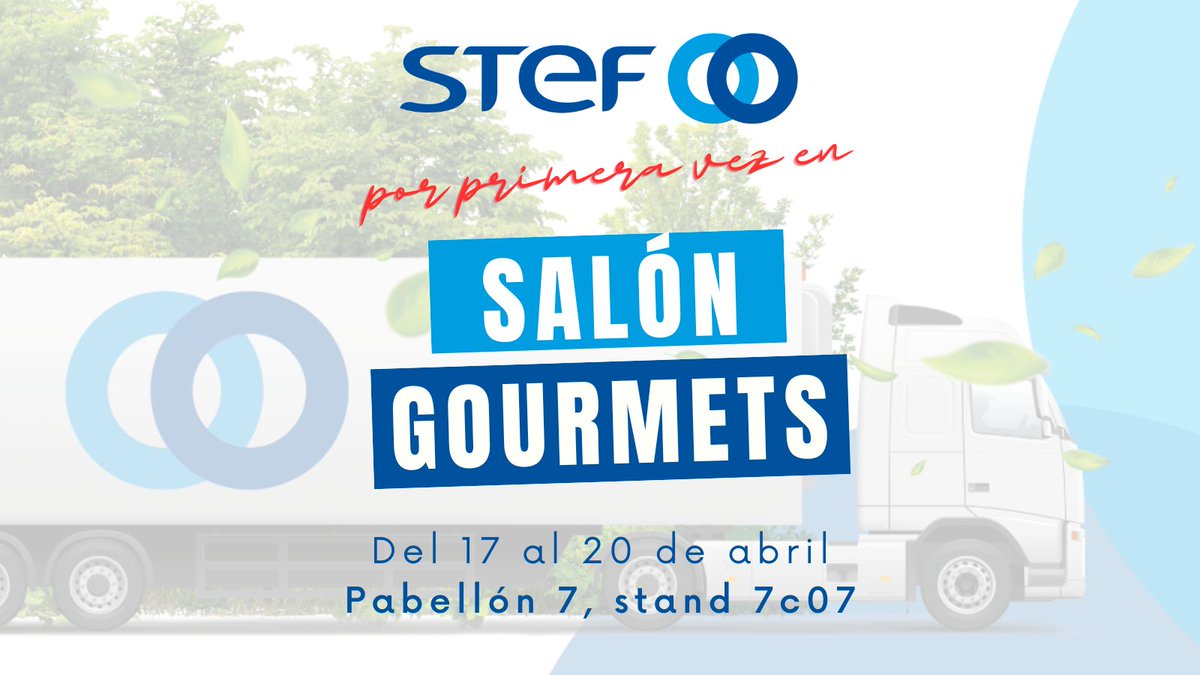 📢 ¡STEF estará en la 36ª edición de SALÓN GOURMETS 2023!

📍 Nos vemos del 17 al 20 de abril en <a href="/IFEMA/">IFEMA MADRID</a>, presentando nuestros servicios de #transporte y #logística a temperatura controlada en el Pabellón 7, stand 7c07.

¡Te esperamos! 👏