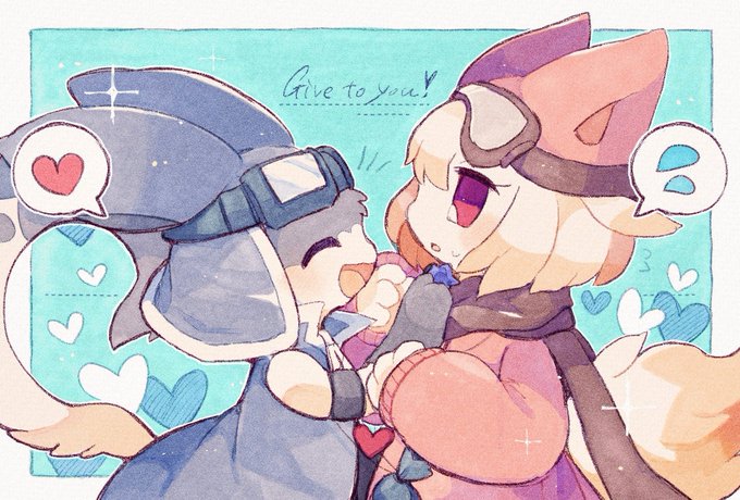 さっきの絵、バレンタインの特典として描いたポストカードイラストの対比で描きました 