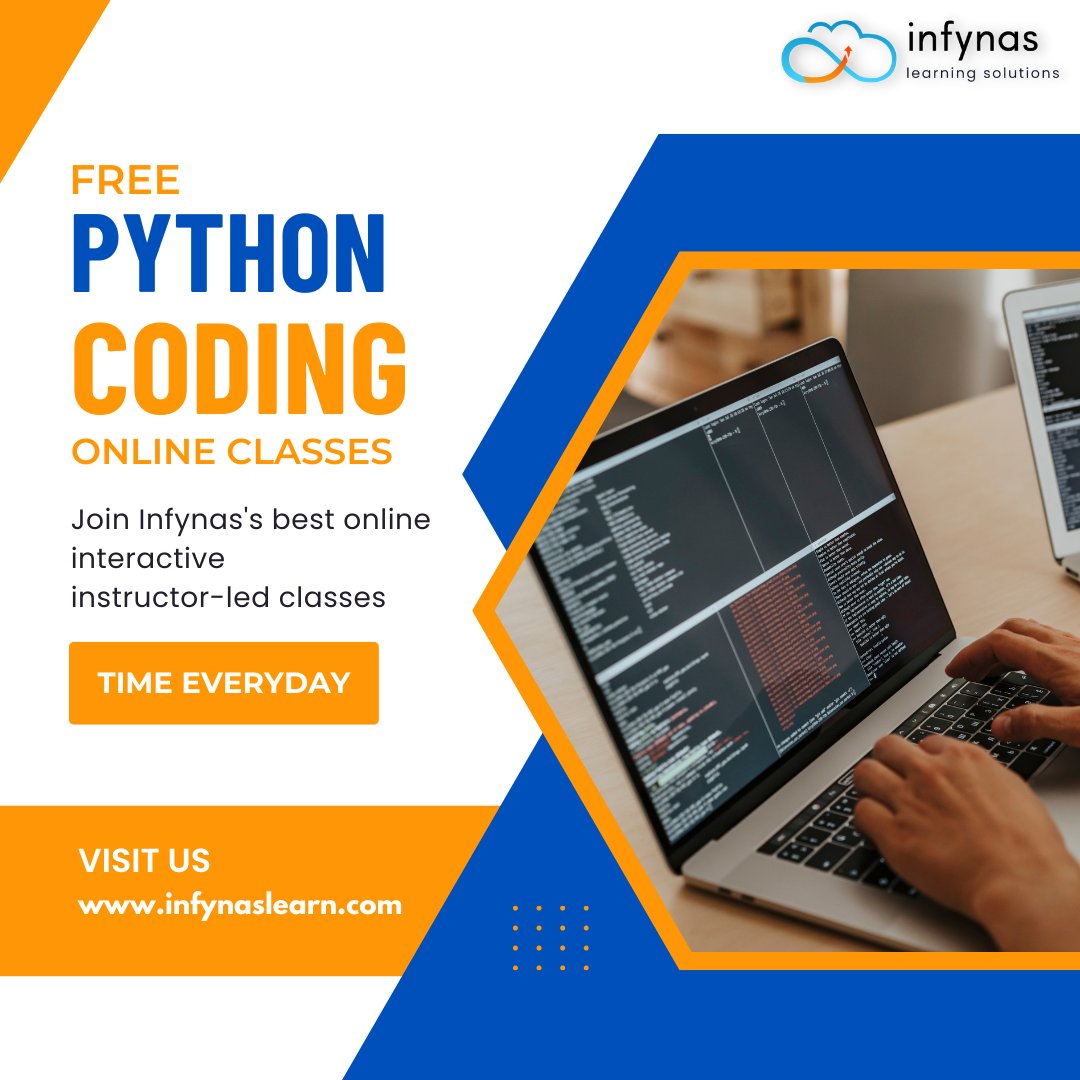 InfynasLearning's tweet photo. Want to learn Python for Free?
Exclusive Classes on Python you can't miss out!
Benefits of Learning Python coding with ‘Infynas Solutions'
Join our WhatsApp group for more info: https://t.co/caMkRiYI1l https://t.co/o1DQ6bCjUb