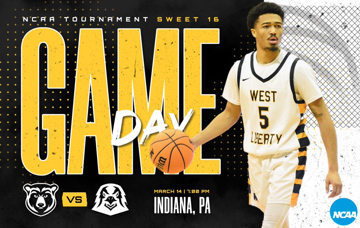 Sweet 16 Gameday!

⌚️ 7 pm
🆚 (1) #3 IUP
📍 Indiana, PA
📊 stats.statbroadcast.com/broadcast/?id=…
📺 psacsportsdigitalnetwork.com/iupathletics/
🗒️ bit.ly/GameDay-MBB-Sw…

#GoWLU | <a href="/WLU_Hoops/">West Liberty Hoops</a>