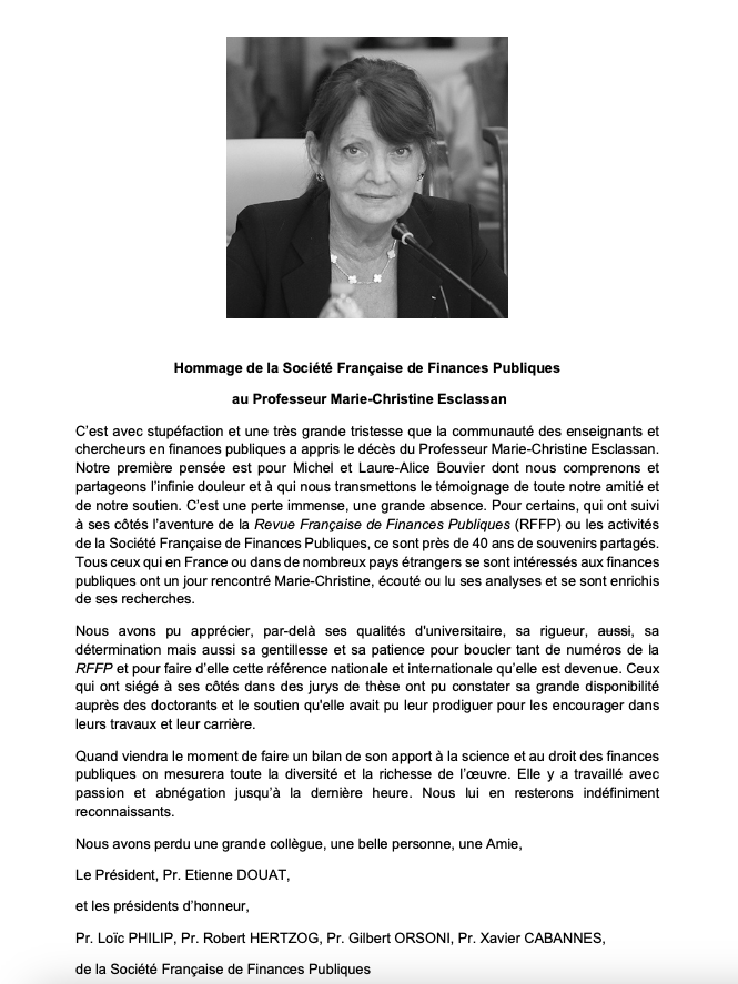 La SFFP a appris avec une grande tristesse la disparition du Pr. Marie-Christine Esclassan @FONDAFIP @RFFiPu La @SFFP2017 a souhaité lui rendre hommage et salué sa mémoire au nom de la SFFP car nous perdons une Amie. Nos sincères pensées à @michelbouvier26 et à @Loralisparis