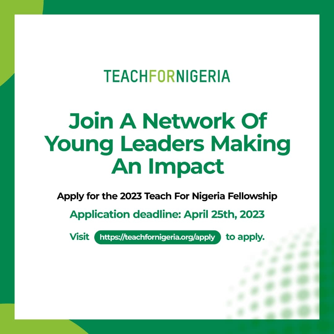 Transformed by the Teach For Nigeria Fellowship! As a Fellow of the 4th cohort, I served as a full-time teacher in an under-resourced school in a low-income community, facing and overcoming challenges to make a difference. 

You can visit <a href="/teachfornigeria/">Support a teacher</a> to learn more and apply.