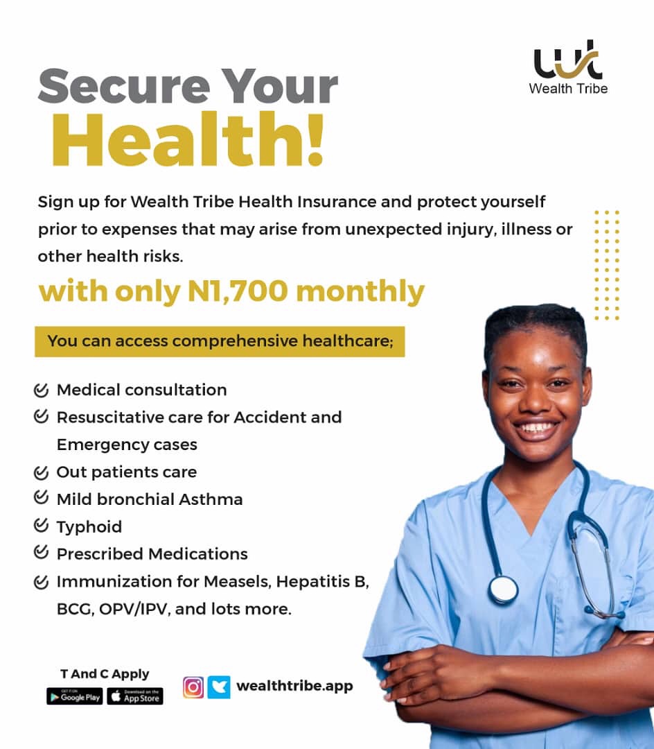 WealthTribeApp's tweet photo. Awesome, isn't it? With only #1700, you can access comprehensive healthcare coverage across 750 Hospitals in Nigeria without breaking the bank. 

Simply click this link https://t.co/WjWjcpOK1I to get started. 
#Wealthtribecommunity #Nigeriahealthcare https://t.co/bDbhA3pyzC