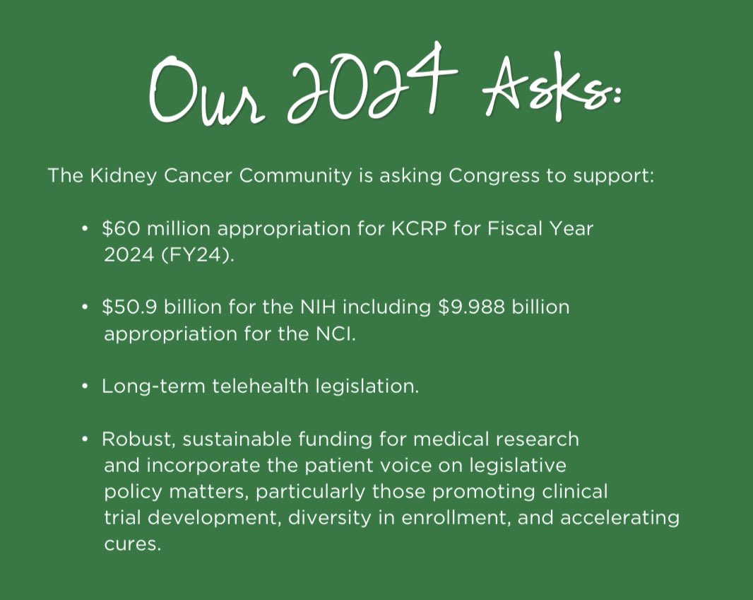 MikeSerzanMD's tweet photo. 🚨KidneyCAN Spring Advocacy Days 🚨

“Decisions are made by those who show up” Jed Bartlet

Patients, clinicians, and researchers across the country are meeting with our elected officials to SHARE OUR STORIES 🗣️ &amp; ADVOCATE 🗳️ for robust Kidney Cancer Research Funding! https://t.co/BlKdp4Nj0t