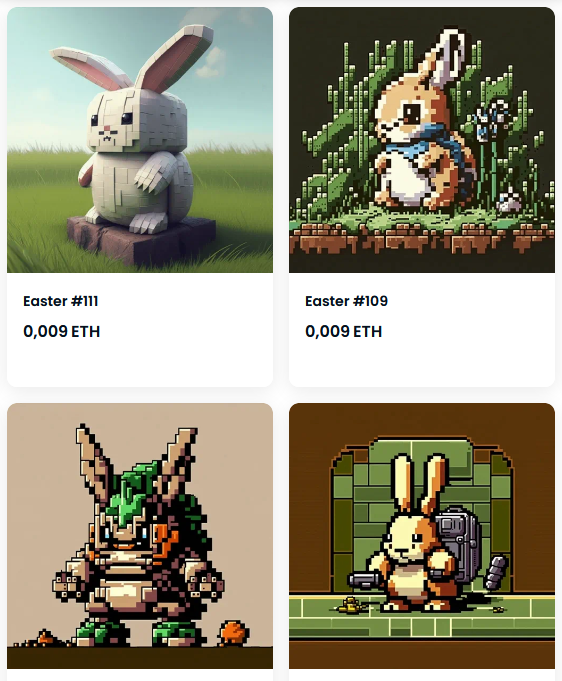 vau_ART's tweet photo. Just in time for Easter! 🐰🌷 Check out the Easter Pixelart NFT collection on @opensea
Now on sale for 0.009 ETH https://t.co/9PIVnPu9DS

#Easter  #NFT #pixelart #OpenSeaNFT #openseaart #NFTCommunity #nftart #NFTCollection #NFTartwork #NFTdrops #Easter2023 #Easter #NFTartists https://t.co/rsbnPo7QBb
