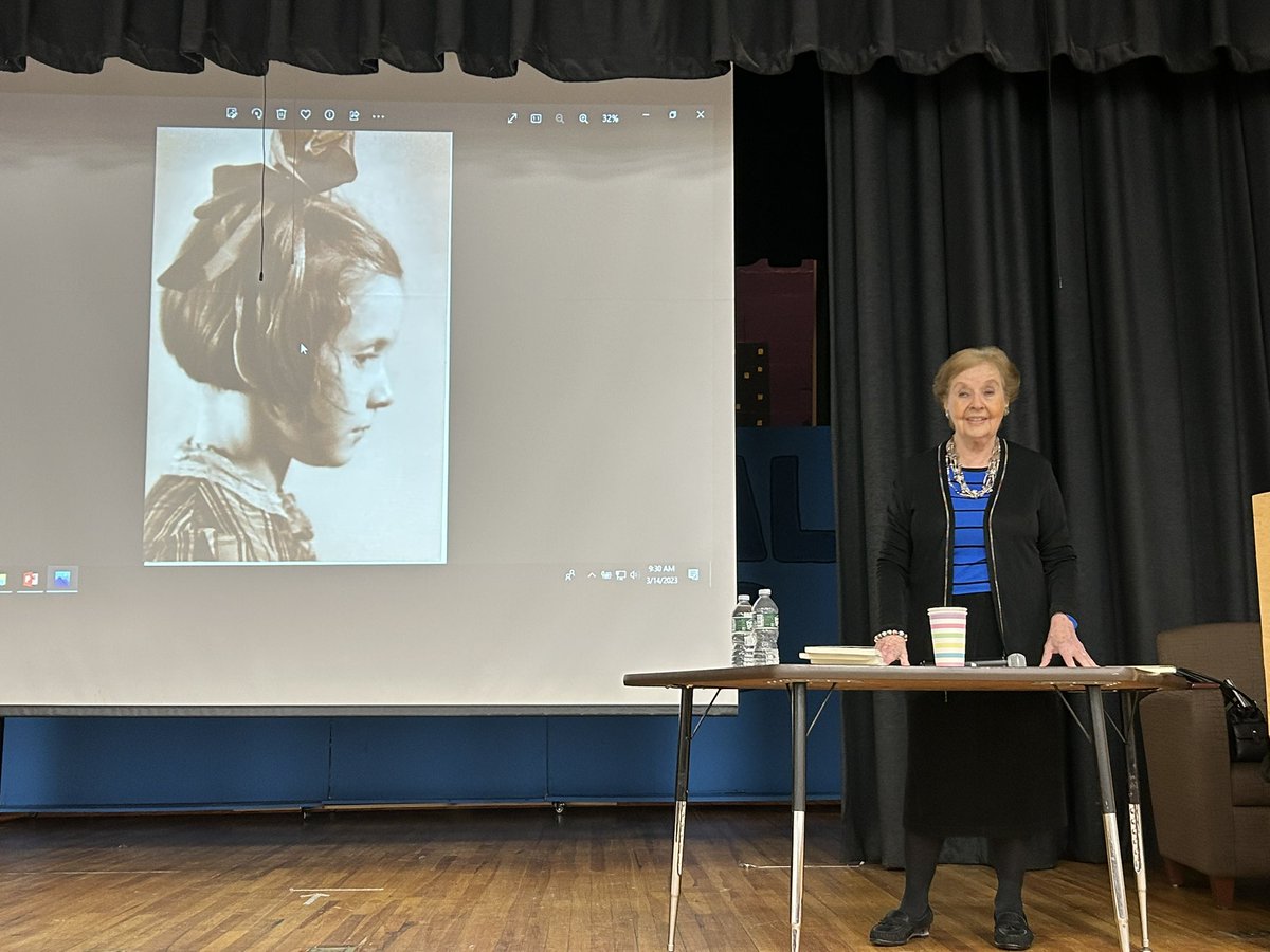 bmchsd's tweet photo. We are fortunate this morning to have Holocaust Survivor and wonderful speaker, Mrs. Marion Blumenthal-Lazan, with us at Merrick Av MS to offer her inspiring story of hope, kindness and standing against hatred and prejudice. https://t.co/B71ReFAI9i
