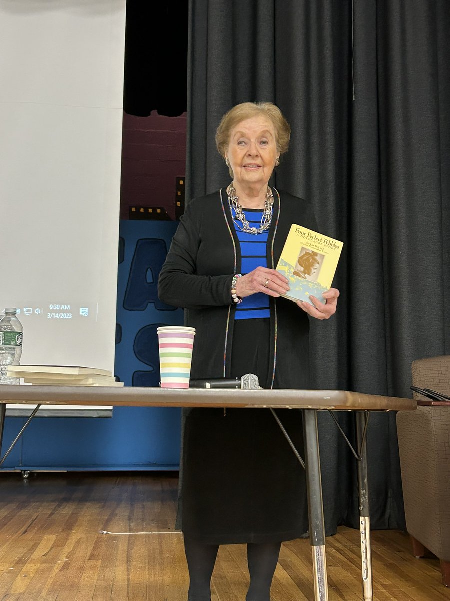 bmchsd's tweet photo. We are fortunate this morning to have Holocaust Survivor and wonderful speaker, Mrs. Marion Blumenthal-Lazan, with us at Merrick Av MS to offer her inspiring story of hope, kindness and standing against hatred and prejudice. https://t.co/B71ReFAI9i