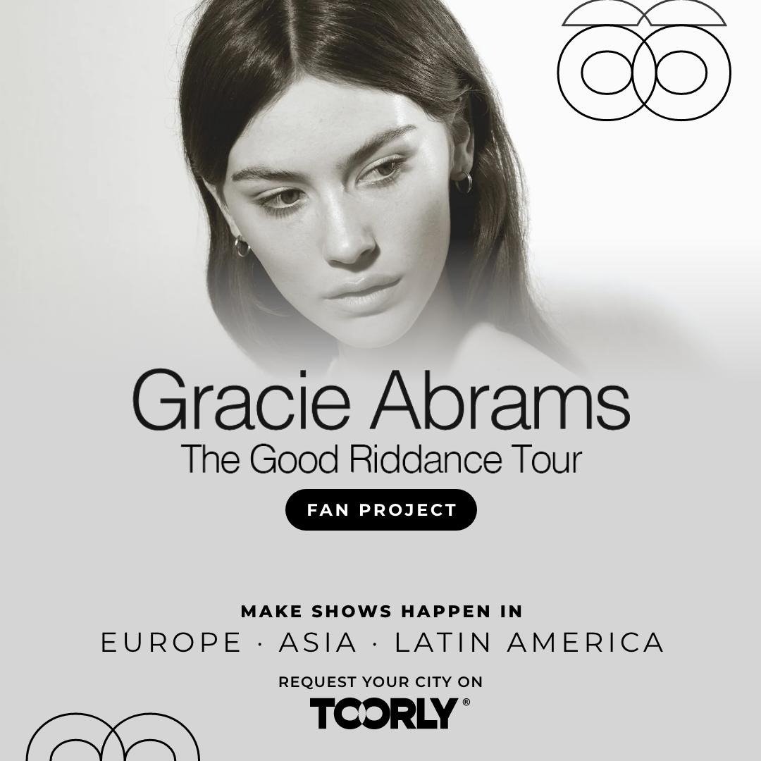 TOORLY's tweet photo. Let's bring @gracieabrams'  'TheGood Riddance Tour' to more countries in Europe, and to Asia &amp; Latin America! 🌐

Request your city on TOORLY to show Gracie that you want to see her there! 

https://t.co/XHANehrYKq

"Where should she go now?" ⭐

#TOORLYxGracie #RequestOnTOORLY https://t.co/1sr5REl61L