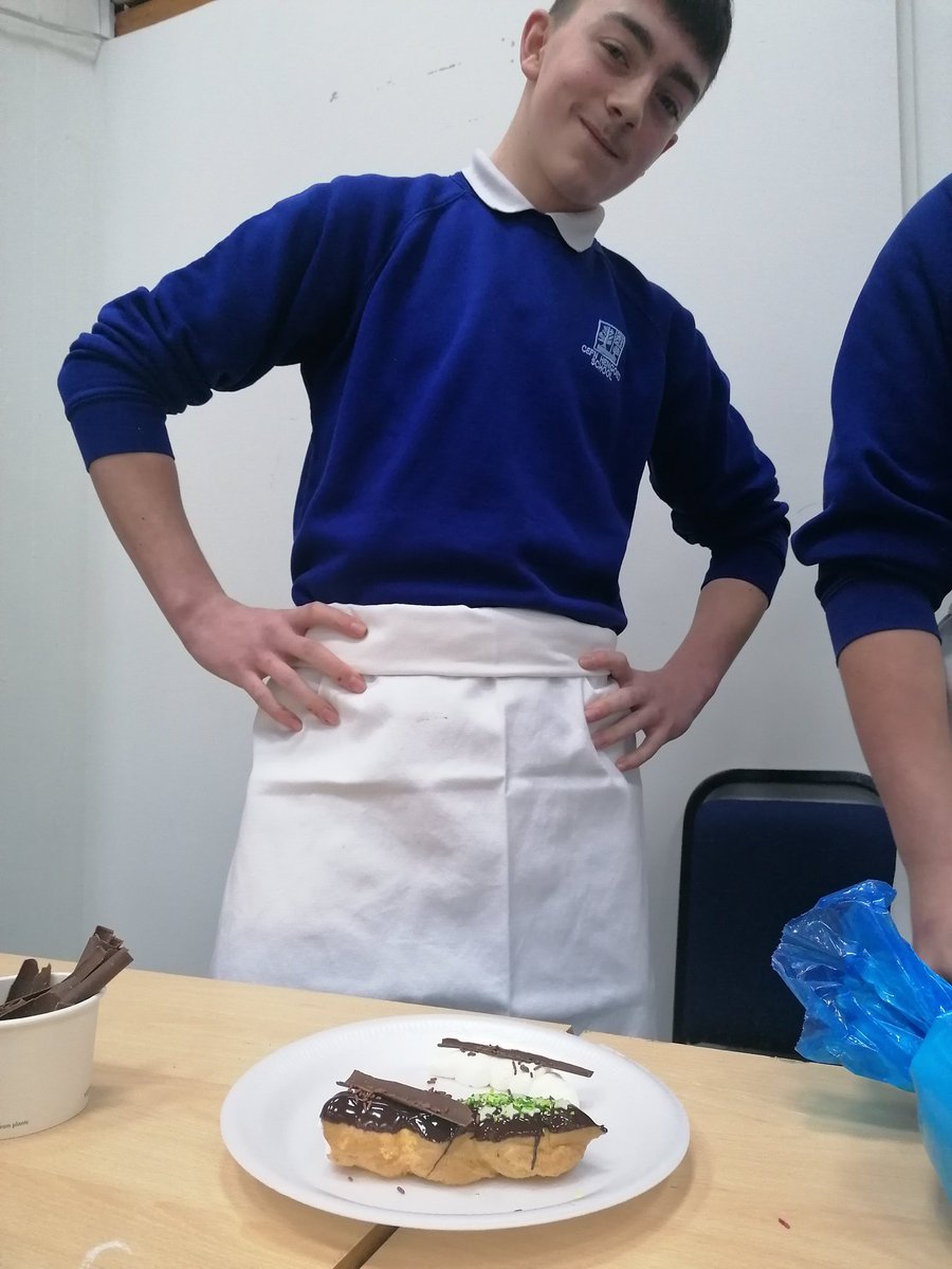 CHCSFood's tweet photo. Well done Dylan Cleary and Logan Quinn, for taking part in the eclair challenge. You are our winners 🤩 #chefsforum #Gowercollege https://t.co/E1SnqtqB9j