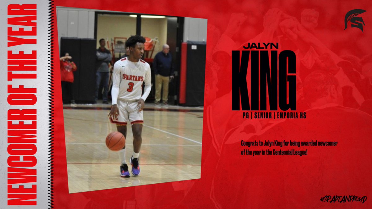 Congrats to Jalyn King for being selected Newcomer of the Year in the Centennial League! #SpartanProud
