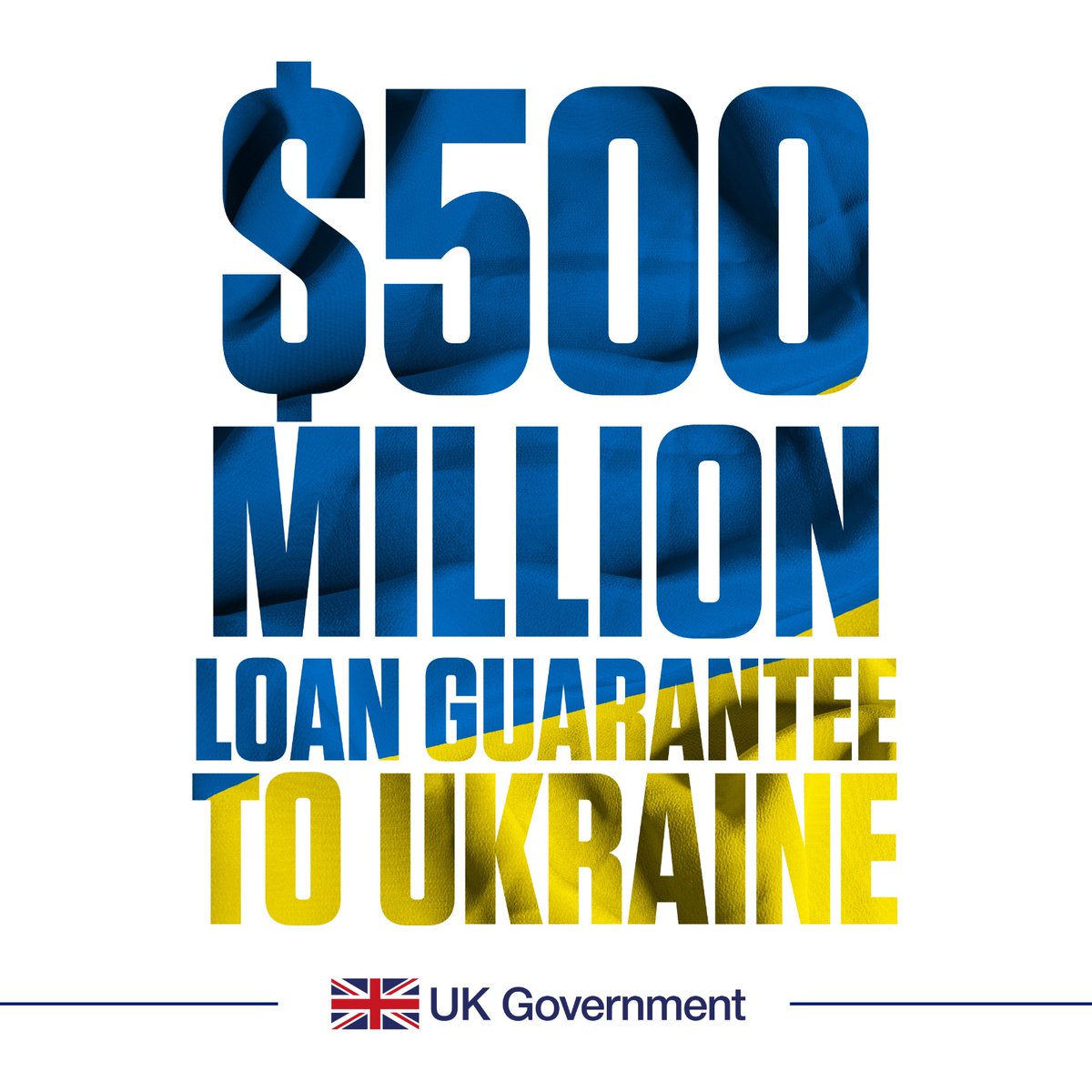 FCDOGovUK's tweet photo. The UK will guarantee a further $500 million of loans to Ukraine, helping the country’s economy and its continued resistance to Putin’s illegal war.

We #StandWithUkraine 🇬🇧🇺🇦 https://t.co/gJOd6BMXH0