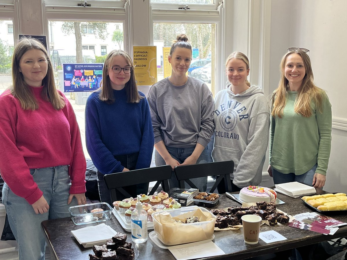 SophieMacK11's tweet photo. Well done to all our MSc students who made cakes for #SwallowAware2023 and to raise money for @swallowsgroup @RCSLT @AECCSchoolRSP @HannahLNewbold @evie_newbould https://t.co/bvK2gcEd58