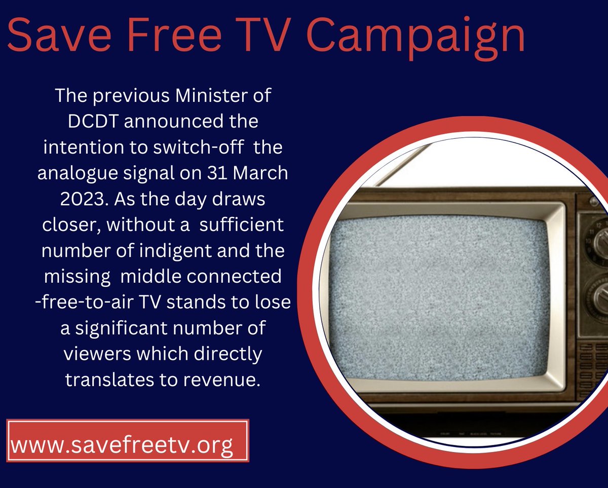 savefreetv's tweet photo. Saving free-to-air TV ensures that citizens  continue to have access to information which is critical for making informed decisions.
#SaveFreeTV https://t.co/VHMsPTih3x