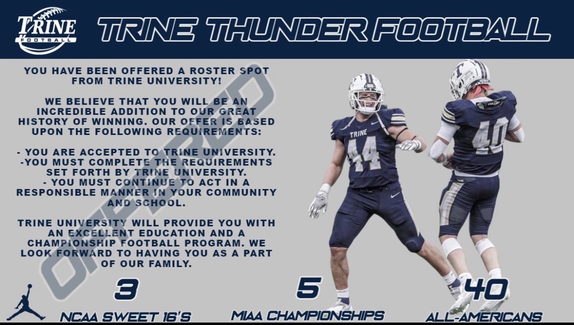 Blessed to receive an opportunity to play <a href="/TrineThunderFB/">Trine Thunder FB</a> thank you <a href="/CoachRRiley/">Robert Riley</a> for the opportunity                 💙🤍⚡️⚡️⚡️⚡️