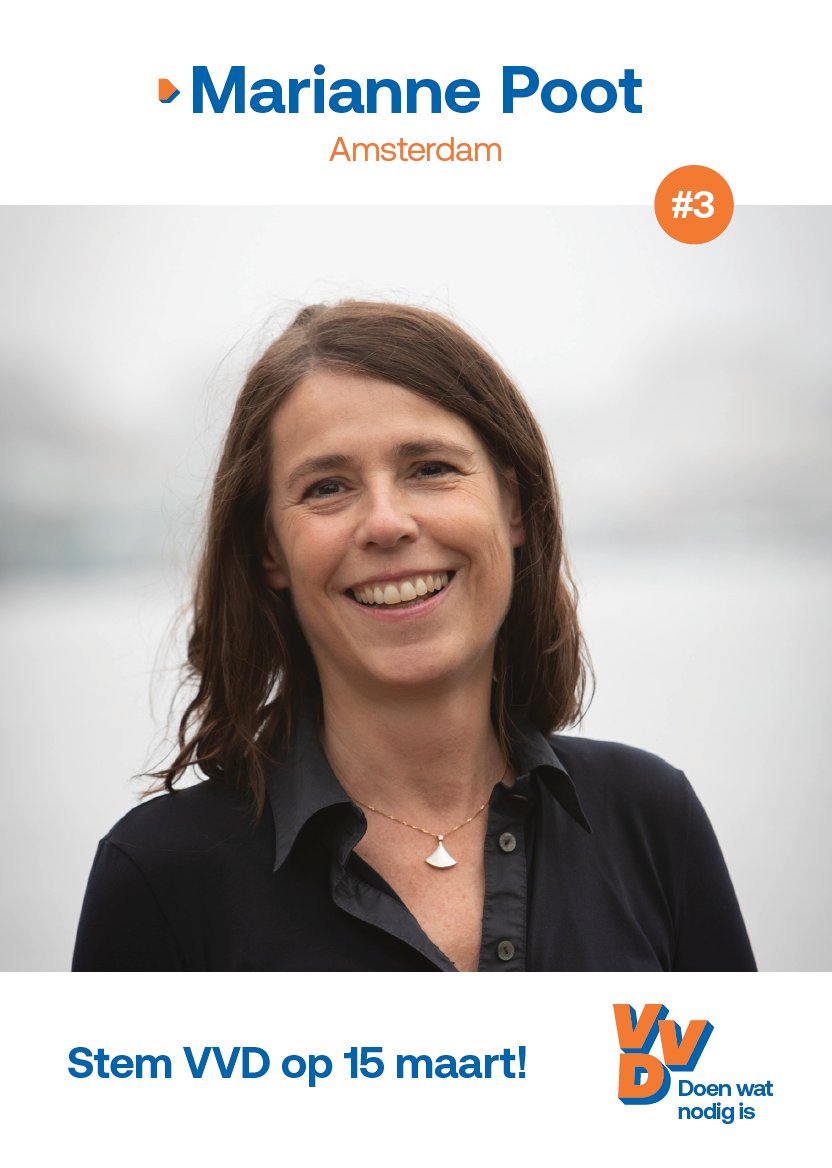 Marianne Poot (@mariannepoot) on Twitter photo Stem op 15 maart <a href="/VVD/">VVD</a> . Om te doen wat nodig is om ons land, onze provincie en onze stad veilig, vrij en welvarend te houden. En stemmen kan in de provincie Noord-Holland op mij! Stem op 15 maart <a href="/VVD/">VVD</a> . Om te doen wat nodig is om ons land, onze provincie en onze stad veilig, vrij en welvarend te houden. En stemmen kan in de provincie Noord-Holland op mij!