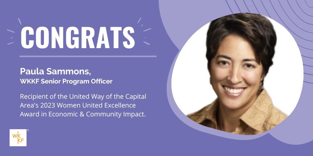 Congratulations to <a href="/WK_Kellogg_Fdn/">WKKF</a> Senior Program Officer and #KzooLISC Local Advisory Board member Paula Sammons on her recent recognition as a 2023 Women United Excellence Award in Economic &amp; Community Impact recipient. ❤️ 👏🏆
