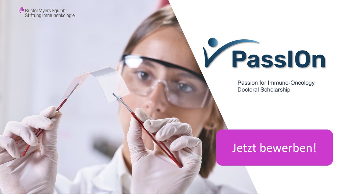 Stiftung_IO's tweet photo. Apply now for our "#Passion for Immuno-Oncology Doctoral #Scholarship" to receive a 1000€/months scholarship for max. 18 months, travel allowance - and more! The requirement is that you do research at a Comprehensiv Cancer Center.

https://t.co/Rn91nNrRfv https://t.co/HXAiVsfiMG