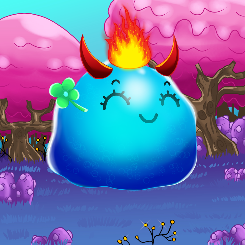 Trendison's tweet photo. ☀️#TRENDisOn @PixelbyPixelStu #Morbies☀️
💙I woke up to a GURG2💙
🔥demon hat🎩🔥
🍀lucky clover🍀
🍄forest background🍄
🪄What a magic way start the timer⌛️
🚨On the end of the season 🚨
🔮Lets go roll some magic too🪩
 #MarblesOnStream  #GamingCommunity #NFTCommunity #MoSteam https://t.co/eKPorhuAEA