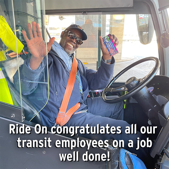 RideOnMCT's tweet photo. March 18 is Transit Driver Appreciation Day! Join Ride On in celebrating every transit employee and offering congratulations for a job well done! Make sure to thank your bus operator today and every day. #RideOn #MCDOT #DMVtransit #DMV #TransitDriverAppreciationDay #ilovetheDMV https://t.co/K9mZoz8Orz