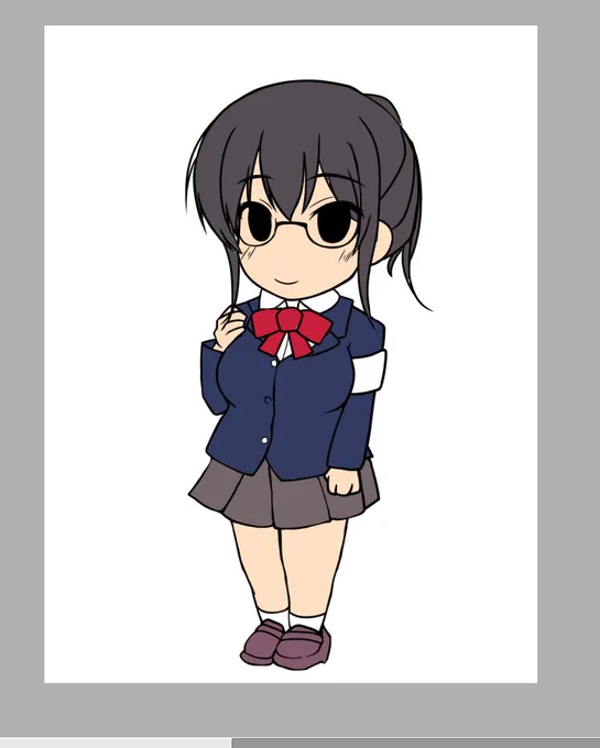 続SDキャラ作業中〆('ー`)b地味っ子コンビいい感じに地味ぽく描けたんごw 